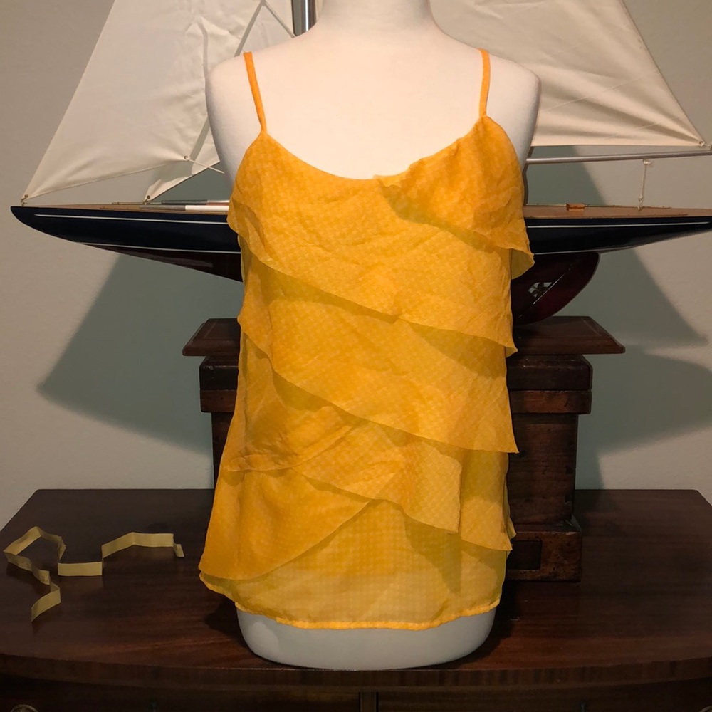 New York and Company Floral Yellow Tank Top